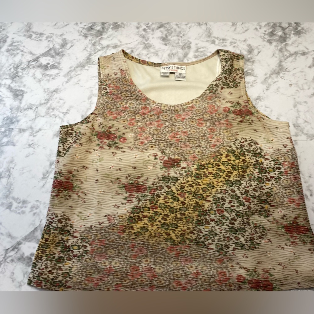 Vintage Betsy’s Things Abstract Floral Sleeve Top Size 14 XLArge - Picture 12 of 14